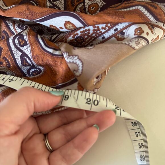PLENTY by Tracy Reese | Boho Silk Brown Paisley Midi Dress | Size Extra Small - Picture 9 of 10